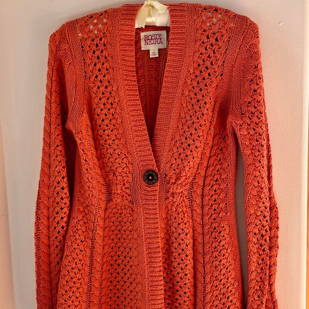 Orange one button Cardigan